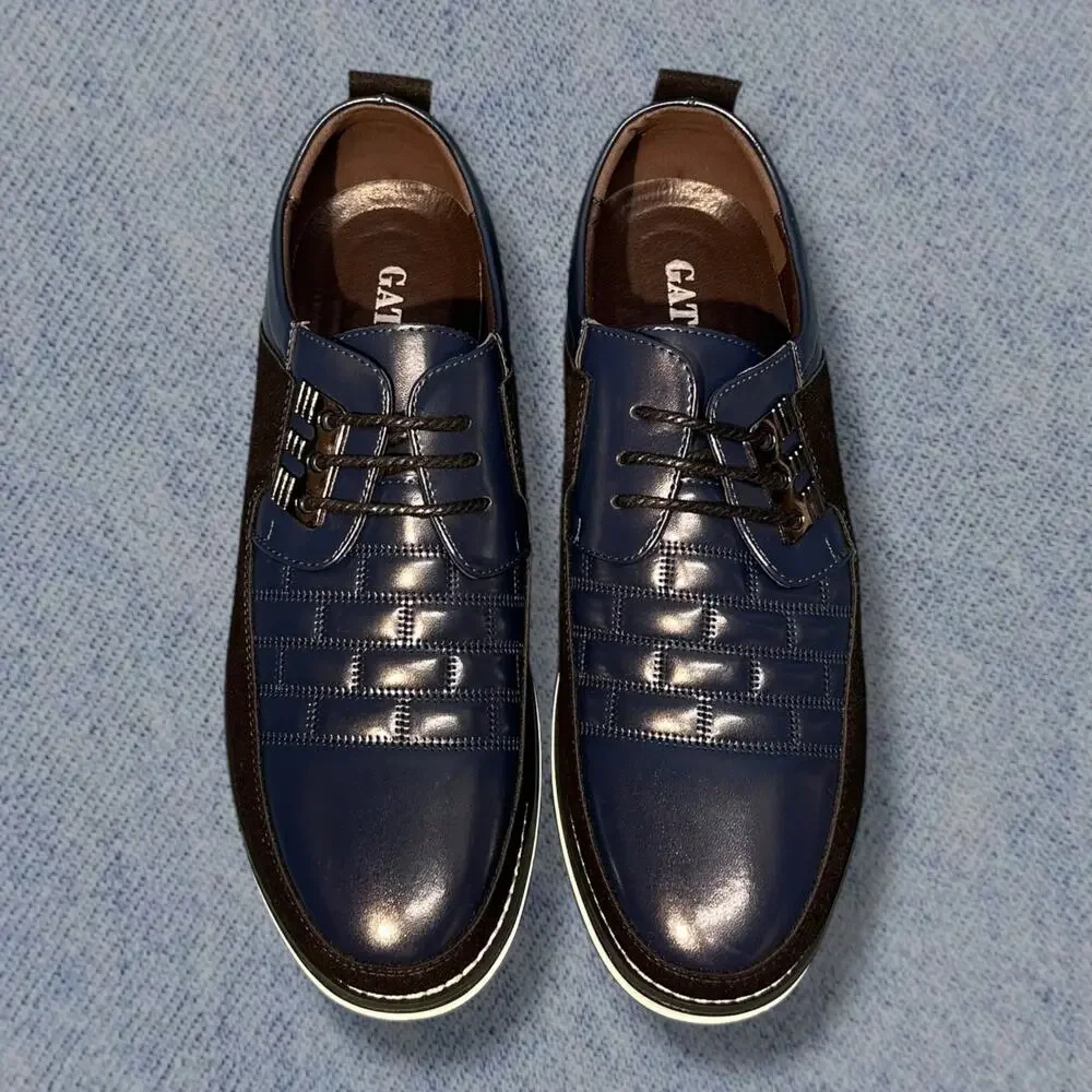 Gatsby Men’s Blue & Black Suede Oxford Orthopedic Dress Shoes – Size 11